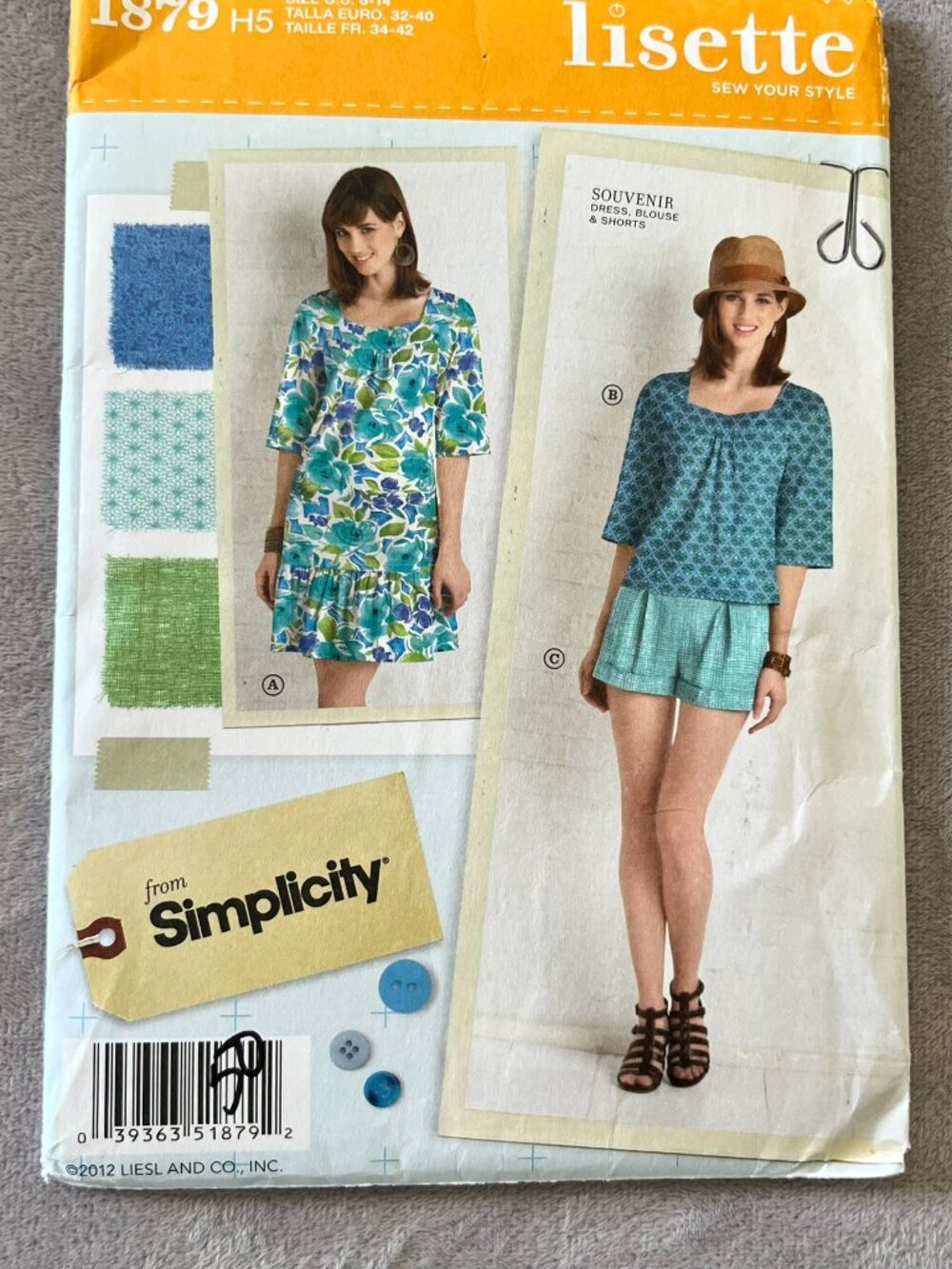 Simplicity 1879 Lisette Souvenir Petite Dress Blouse & Shorts SZ -14 Uncut
